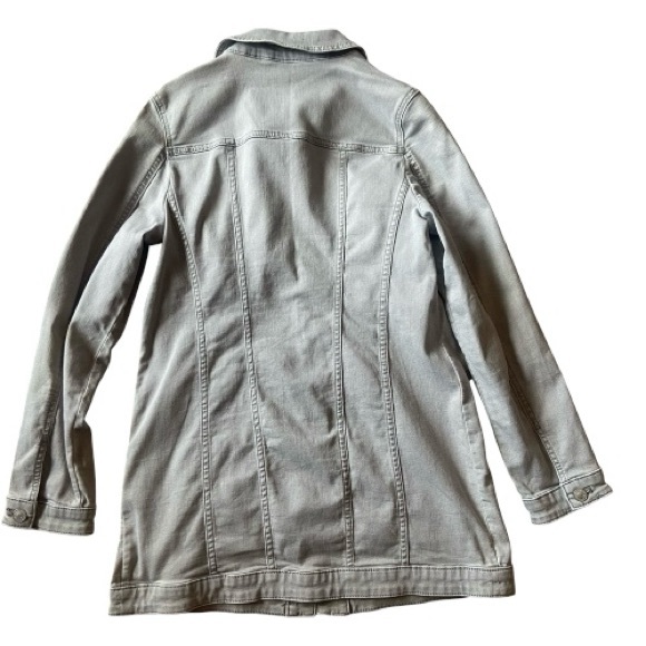 Chico’s Long Light Gray Denim Jacket - Picture 3 of 15